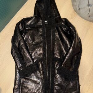 Apparis Black wax Teddy Jacket with Hood